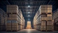 A Clean and Neatly Stacked Warehouse Distribution Center, Generative AI Royalty Free Stock Photo