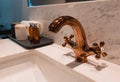 Clean and new golden luxury faucet Royalty Free Stock Photo