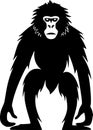 Baboon - black and white isolated icon - vector illustration Royalty Free Stock Photo
