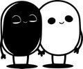 Best friends - black and white vector illustration