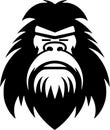 Bigfoot - black and white isolated icon - vector illustration Royalty Free Stock Photo