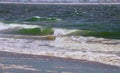 Clean ocean wave rolling curling lip crashing on shallow sandbars Royalty Free Stock Photo