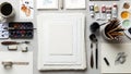 Minimalist White Kitchen Utensils and Accessories Arrangement Royalty Free Stock Photo