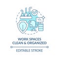 Clean and organized work spaces turquoise concept icon