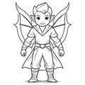 Clean outline drawing of a elf archer minimalistic design for coloring page Royalty Free Stock Photo