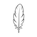 Clean outline drawing of a feather minimalistic design for coloring page Royalty Free Stock Photo