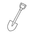 Clean outline drawing of a shovel minimalistic design for coloring page Royalty Free Stock Photo