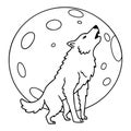 Clean outline drawing of a werewolf howling at moon Royalty Free Stock Photo