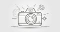 Digital Camera Icon with Aperture and Focus Symbols, Outline Graphic Design Royalty Free Stock Photo
