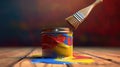 Clean paint brush and can of color. Generative AI