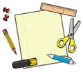 Clean paper with differnts office stationery Royalty Free Stock Photo