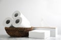 Clean paper tissues on white marble table Royalty Free Stock Photo