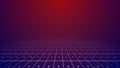 Clean Perspective 3D Floor Line Grids And Dots On Sweet Red And Blue Gradient