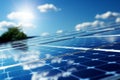 Clean photovoltaic power, solar generation, blue renewable electricity, industrial concept