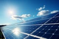 Clean photovoltaic power, solar generation, blue renewable electricity, industrial concept