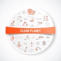 Clean planet concept with icon concept with round or circle shape for badge