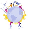 Clean planet green energy vector illustration.