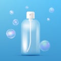 Clean plastic bottle template with dispenser for shampoo, liquid soap, shower gel, lotion, body milk and realistic