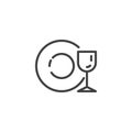 Clean plate and wine glass line icon