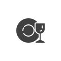 Clean plate and wine glass vector icon