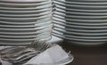 Clean plates and forks Royalty Free Stock Photo
