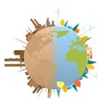 Clean And Polluted Earth Planet Globe Royalty Free Stock Photo