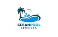 clean pool service logo design