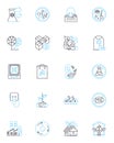 Clean power linear icons set. Solar, Wind, Hydro, Geothermal, Bioenergy, Biomass, Wave line vector and concept