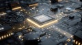 AI Processor Unit Chip with Glowing AI Circuits and Premium Neural Processing Design in Futuristic Microchip Architecture. Royalty Free Stock Photo
