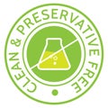 Clean | Preservative free | Beaker icon inside