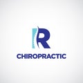 Clean R initial Letter Chiropractic Logo