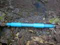 Clean repaired underground broken / leaked / cracked PVC, polyvinyl chloride, water pipe after it was fixed Royalty Free Stock Photo