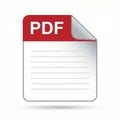 A clean representation of a PDF file format icon, featuring a folded corner and a stylized red document header Royalty Free Stock Photo