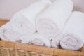 Clean rolled white towels