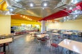 Clean school canteen with modern colourful interior