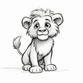 Clean And Sharp Inking: The Lion King Lion Cub Drawing Images Royalty Free Stock Photo