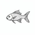 Clean And Sharp Inking: A Simplified And Iconic Minoan Art Fish Illustration