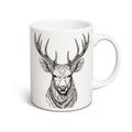 Clean And Sharp Inking: Stag Antler Engraving On White Mug