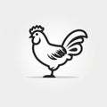 Clean And Sharp Rooster Icon On Grey Background Vector