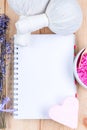 clean sheet of paper space for an inscription relax and spa objects Royalty Free Stock Photo