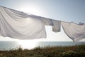 Clean sheets dried with outdoors Royalty Free Stock Photo