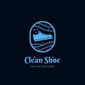 Clean and shine shoe laundry cleaning service logo icon badge
