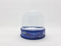 Clean Shiny Artistic Blue Glass Water Shake Snow Dome Toys in White Isolated Background 01