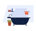 Clean and shiny bathroom, household chores concept - flat vector illustration isolated on white background.