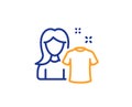Clean shirt line icon. Laundry tshirt sign. Clothing cleaner. Vector