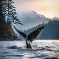 Alaska Humpback Tail Fluke  Made With Generative AI illustration Royalty Free Stock Photo