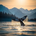 Alaska Humpback Tail Fluke  Made With Generative AI illustration Royalty Free Stock Photo