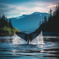 Alaska Humpback Tail Fluke  Made With Generative AI illustration Royalty Free Stock Photo