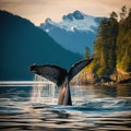 Alaska Humpback Tail Fluke  Made With Generative AI illustration Royalty Free Stock Photo