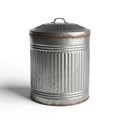 Rusty Galvanized Metal Trash Can with Lid and Handle Isolated on White Background Royalty Free Stock Photo